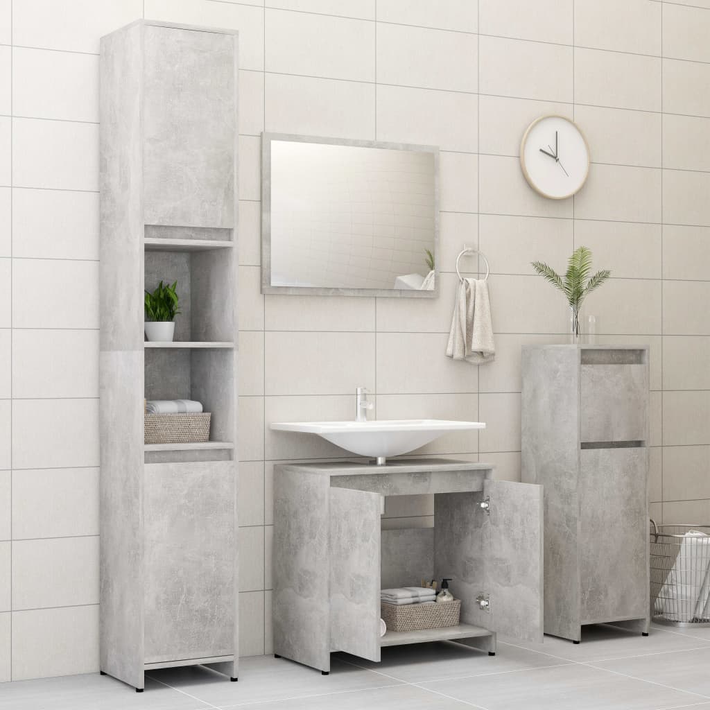 vidaXL Bathroom Cabinet Concrete Grey 60x33x61 cm Engineered Wood