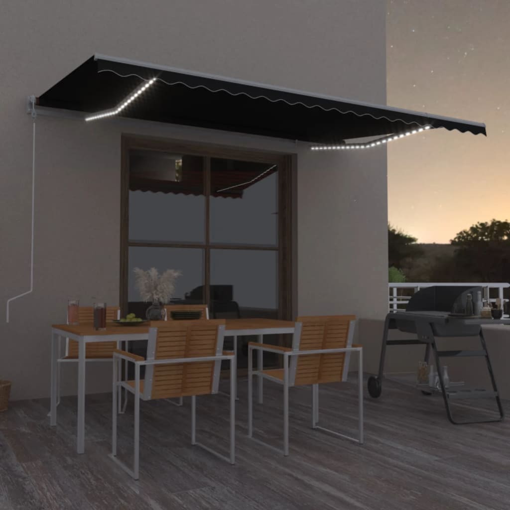 vidaXL Automatic Awning with LED&Wind Sensor 500x350 cm Anthracite