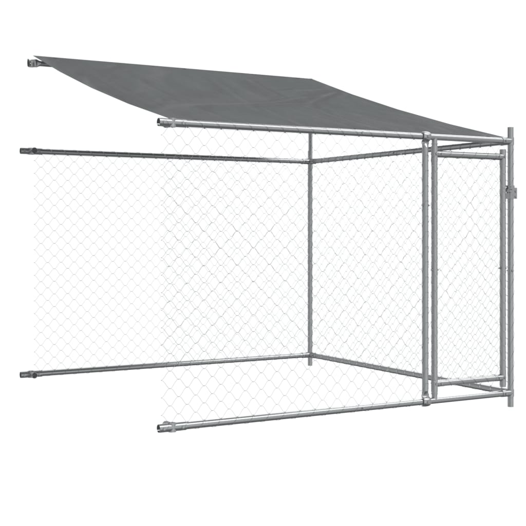 vidaXL Dog Cage with Roof and Doors Grey 4x2x2 m Galvanised Steel