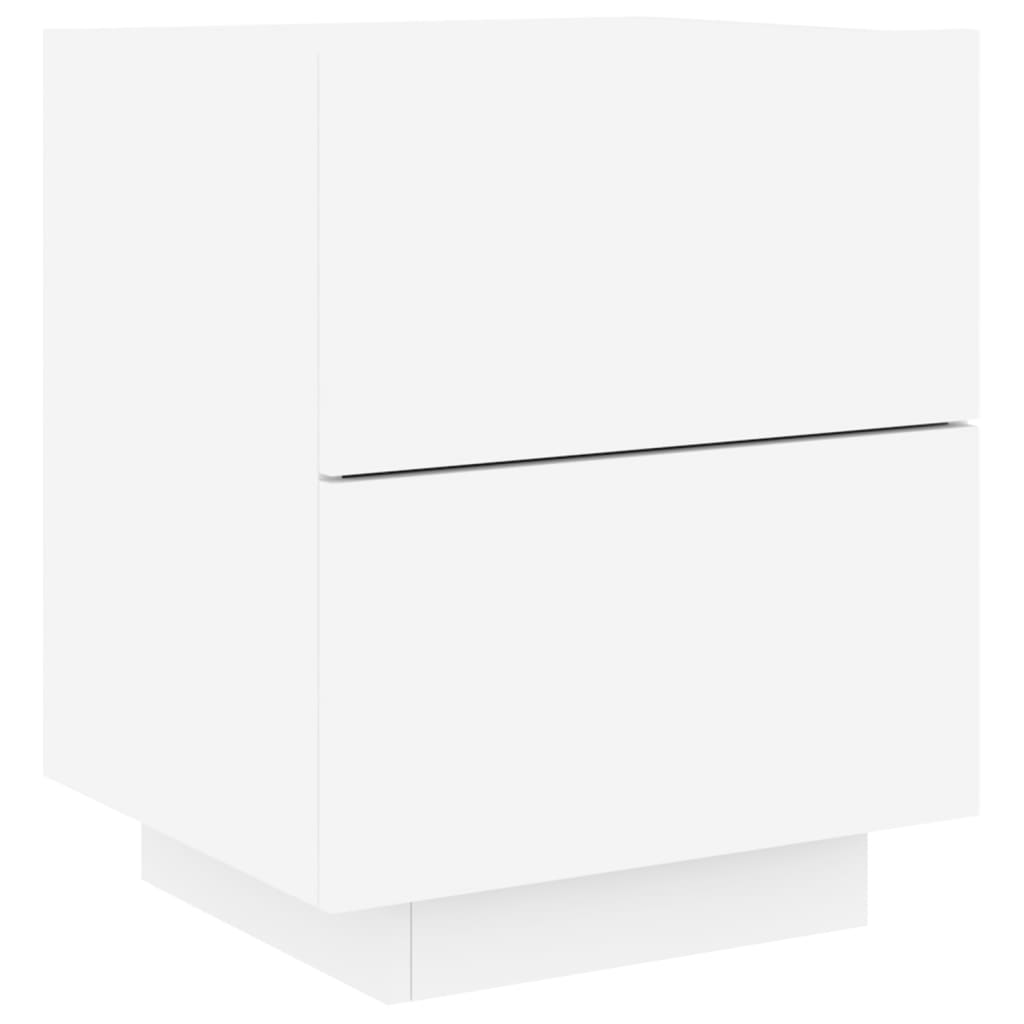 vidaXL Bedside Cabinet with LED Lights White Engineered Wood