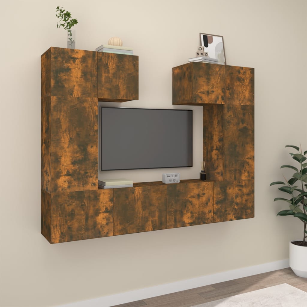 vidaXL 6 Piece TV Cabinet Set Smoked Oak Engineered Wood