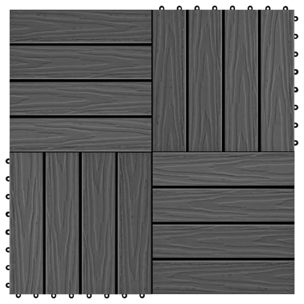 vidaXL 11 pcs Decking Tiles Deep Embossed WPC 30x30 cm 1 sqm Black