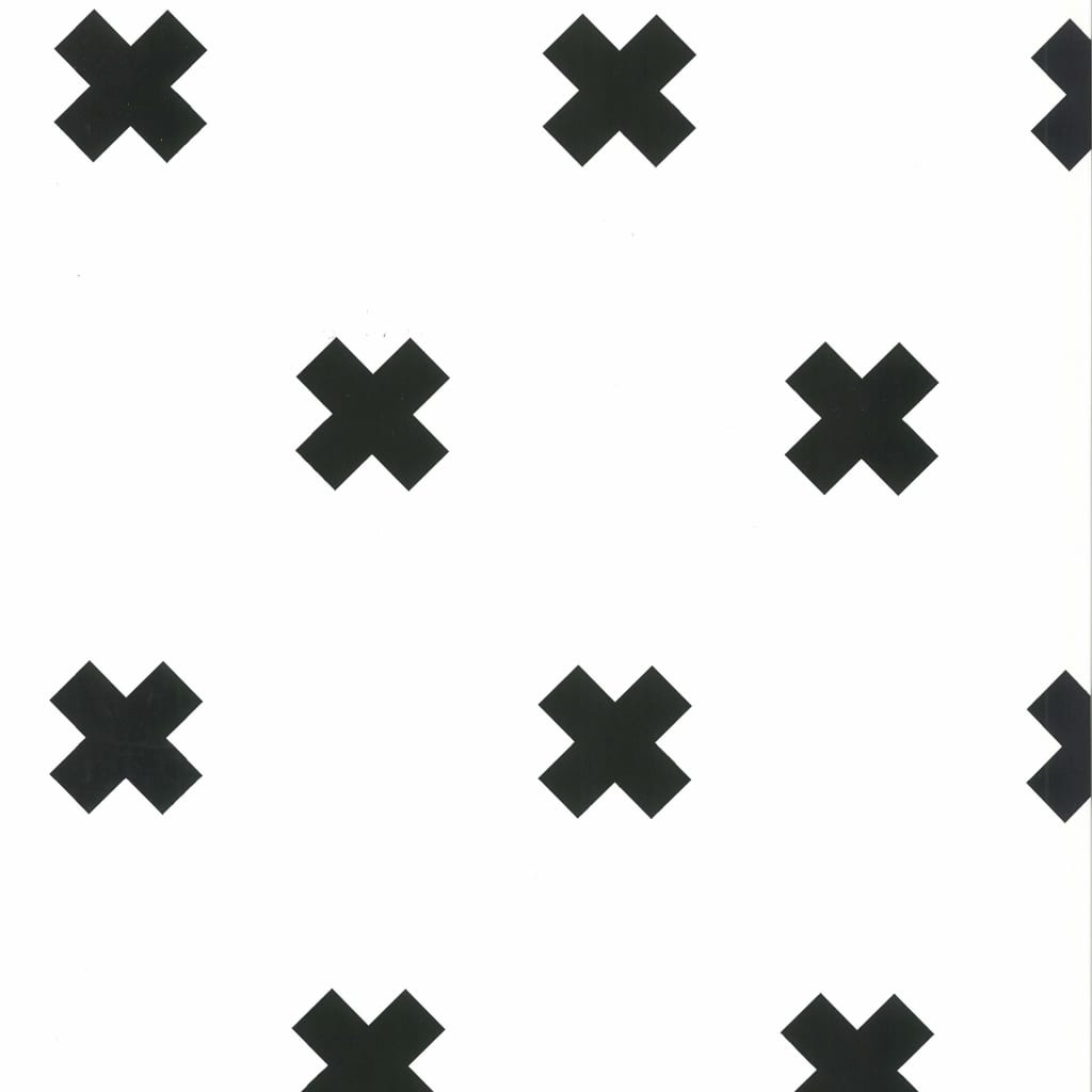 Noordwand Fabulous World Wallpaper Cross White and Black 67104-6