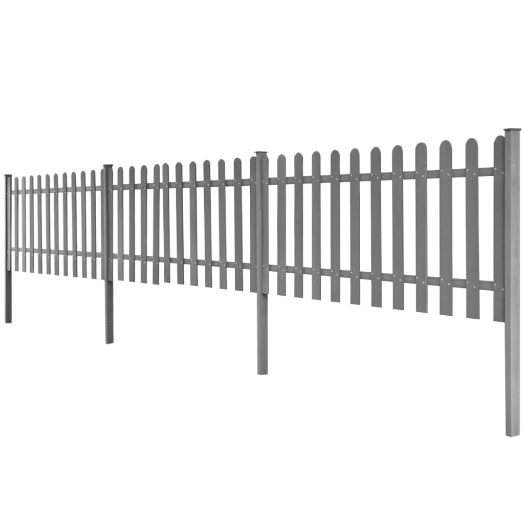 vidaXL Picket Fence with Posts 3 pcs WPC 600x80 cm