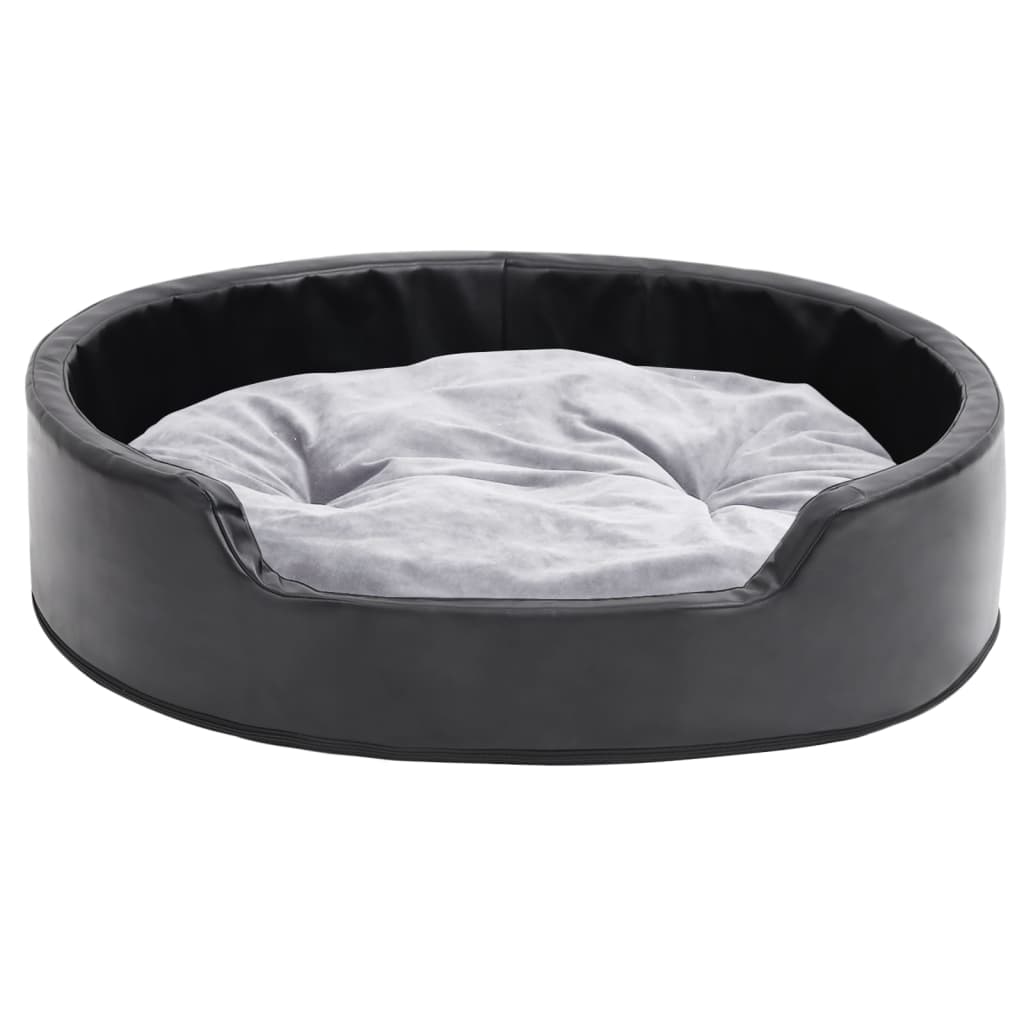 vidaXL Dog Bed Black and Grey 79x70x19 cm Plush and Faux Leather
