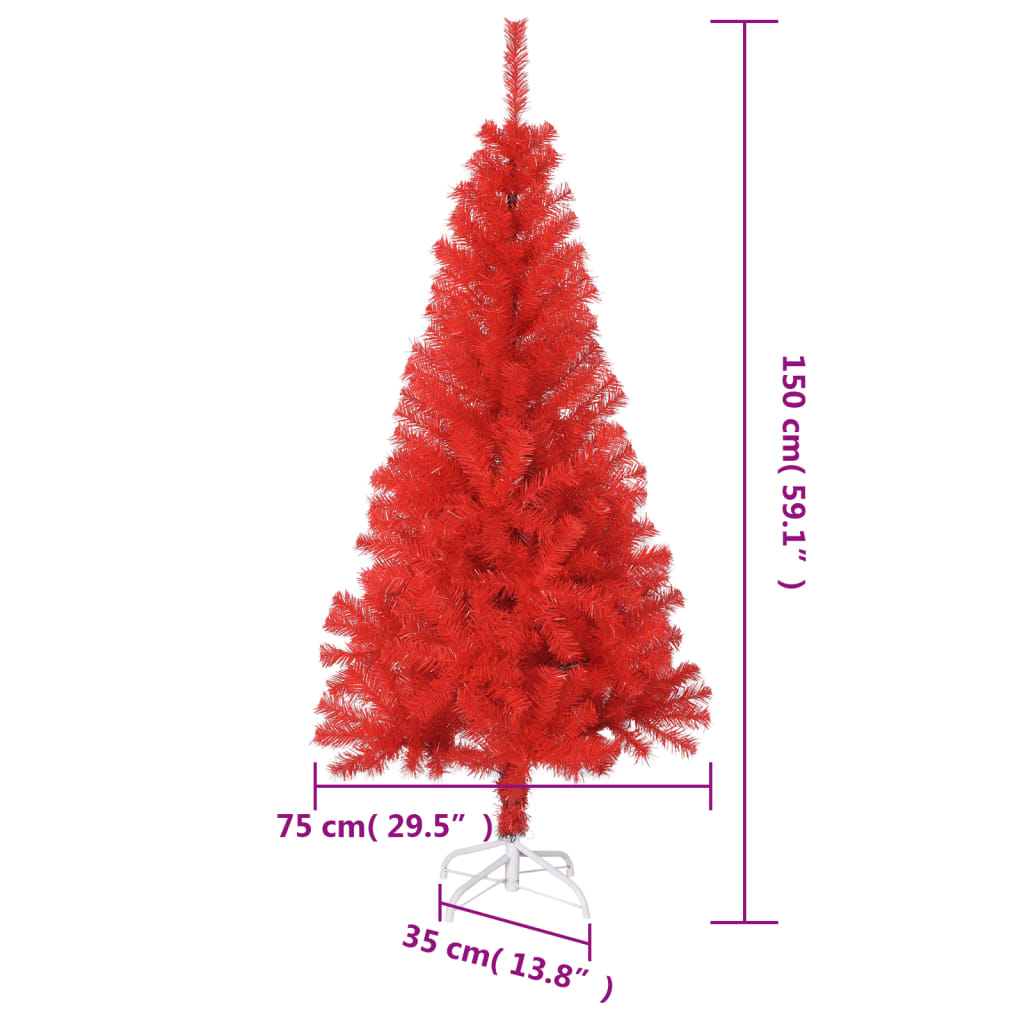 vidaXL Artificial Christmas Tree with Stand Red 150 cm PVC