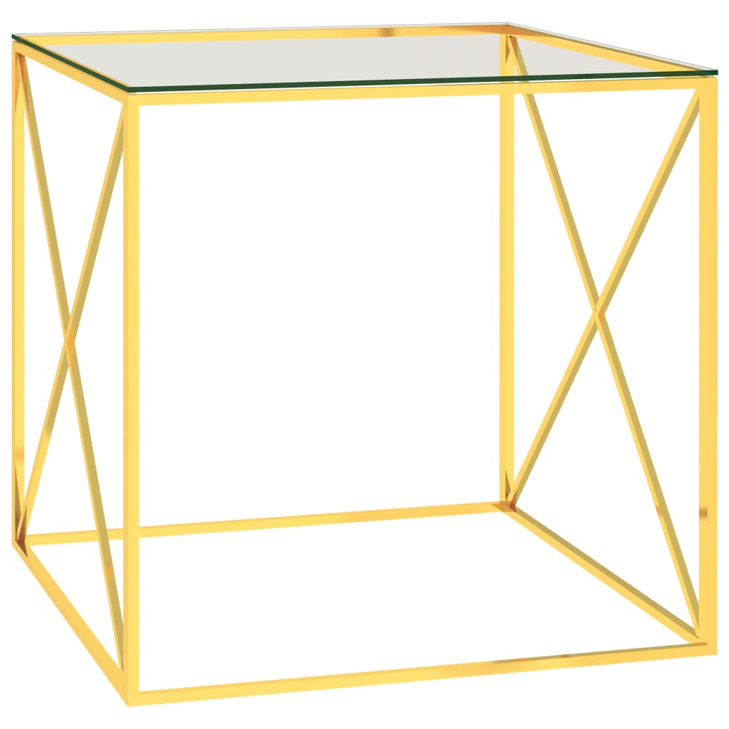 vidaXL Coffee Table Gold 55x55x55 cm Stainless Steel and Glass