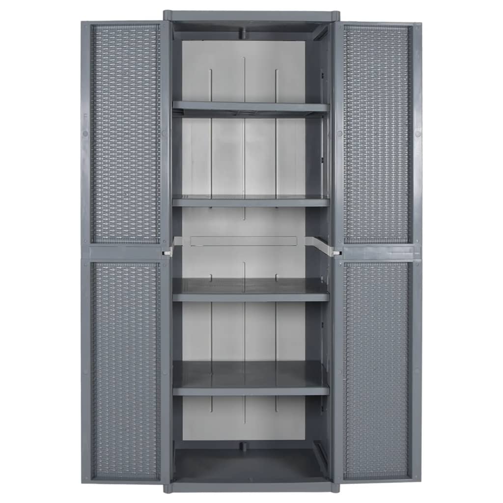 vidaXL Garden Storage Cabinet Grey 65x45x172 cm PP Rattan