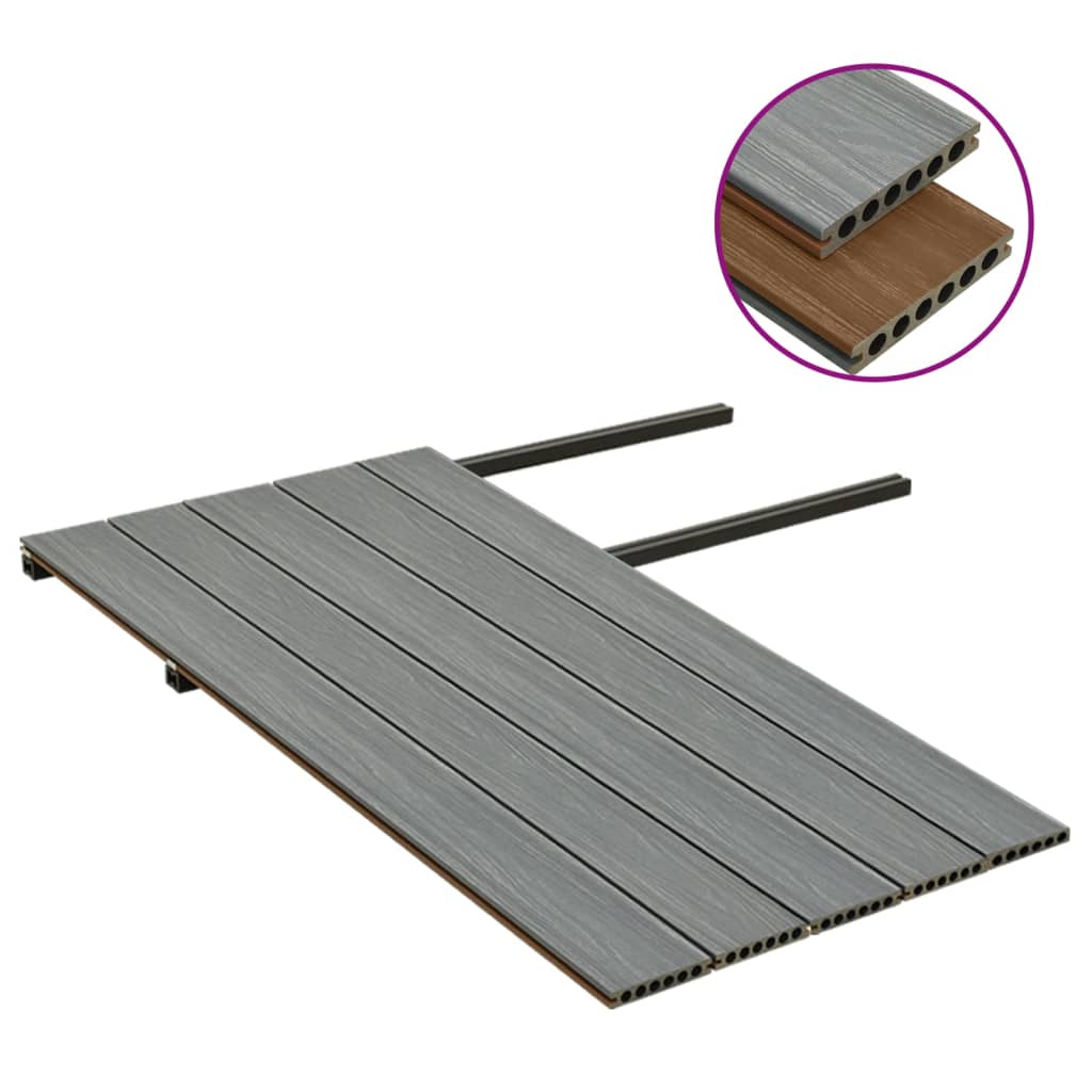 vidaXL WPC Decking Boards with Accessories Brown and Grey 10 m² 2.2 m
