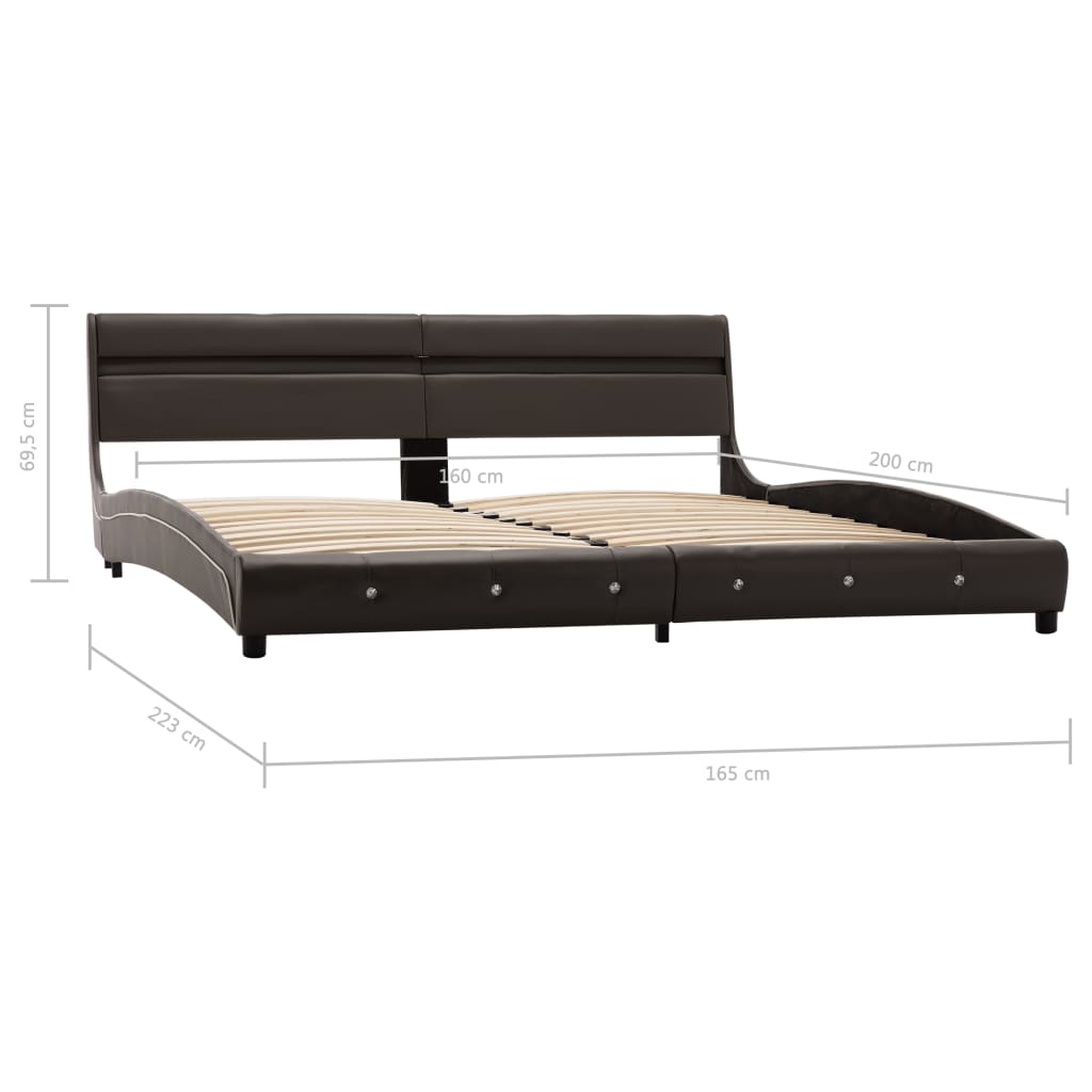 vidaXL Bed Frame with LED Grey Faux Leather 150x200 cm King Size