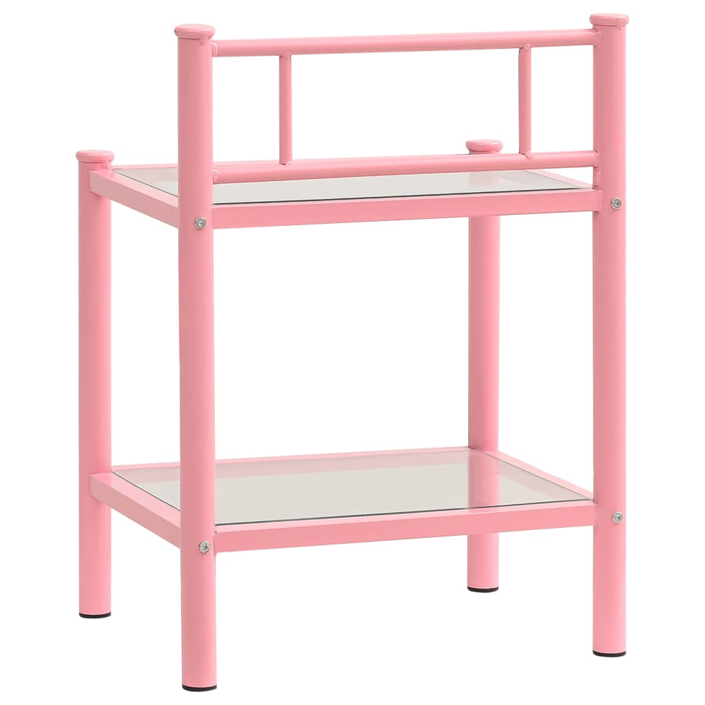 vidaXL Bedside Cabinet Pink&Transparent 45x34.5x60.5 cm Metal & Glass