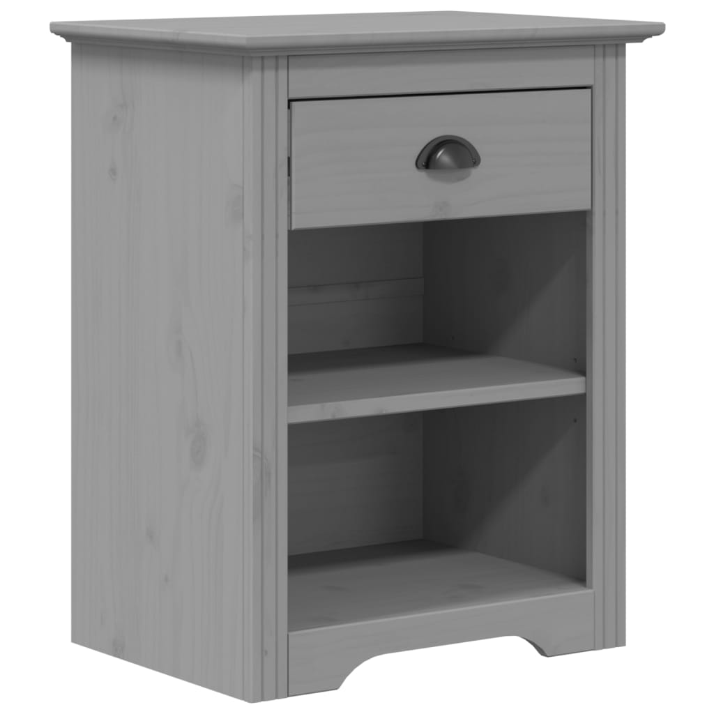 vidaXL Bedside Cabinet BODO Grey 53x38.5x66 cm Solid Wood Pine