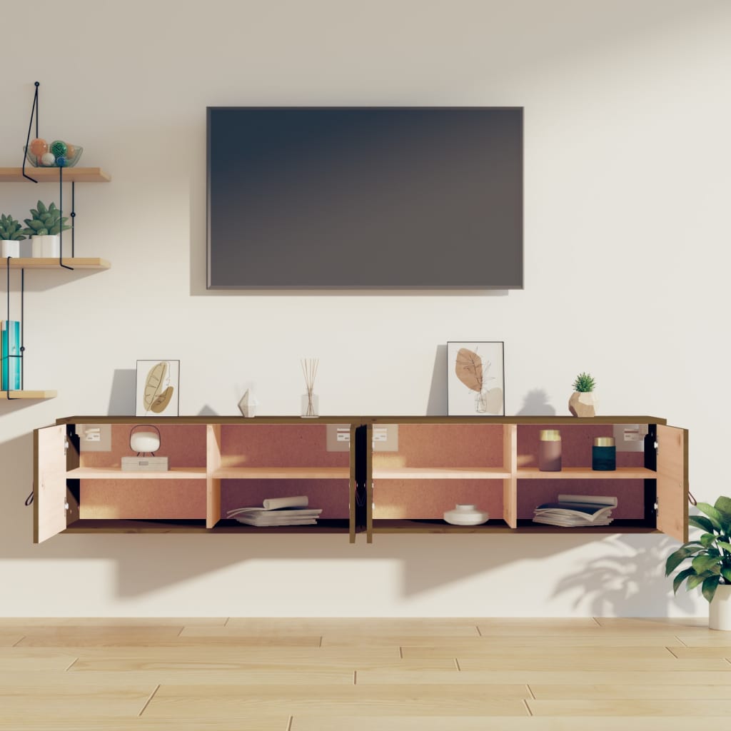 vidaXL Wall Cabinets 2 pcs Honey Brown 80x30x30 cm Solid Wood Pine
