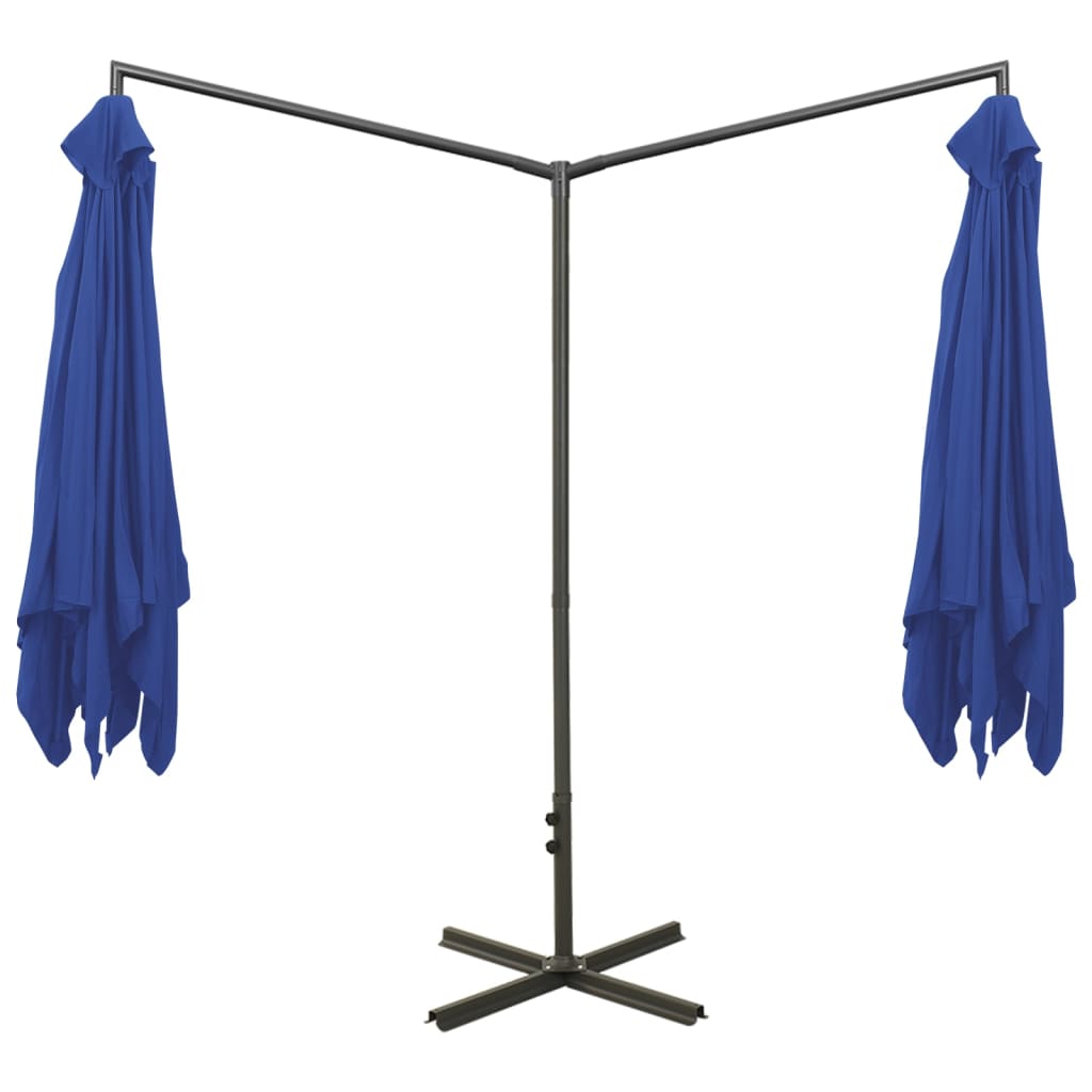 vidaXL Double Parasol with Steel Pole Azure Blue 600x300 cm