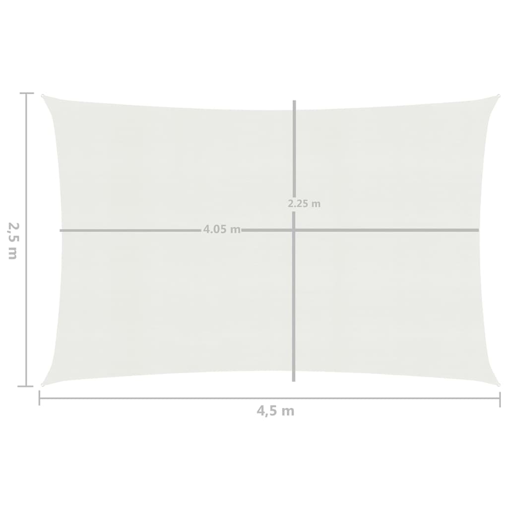 vidaXL Sunshade Sail 160 g/m² White 2.5x4.5 m HDPE