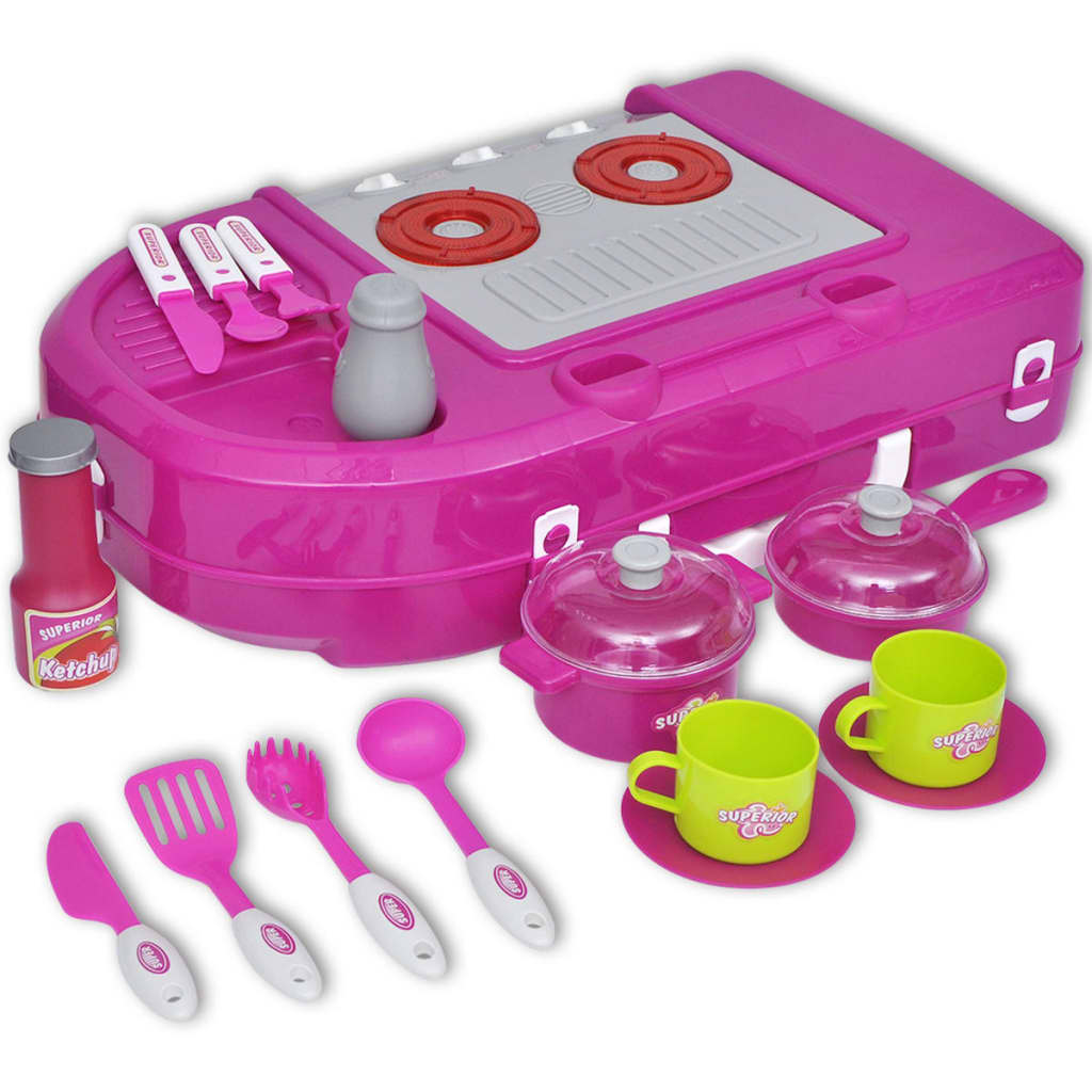 Kids/Children Playroom Toy Kitchen with Light/Sound Effects Pink