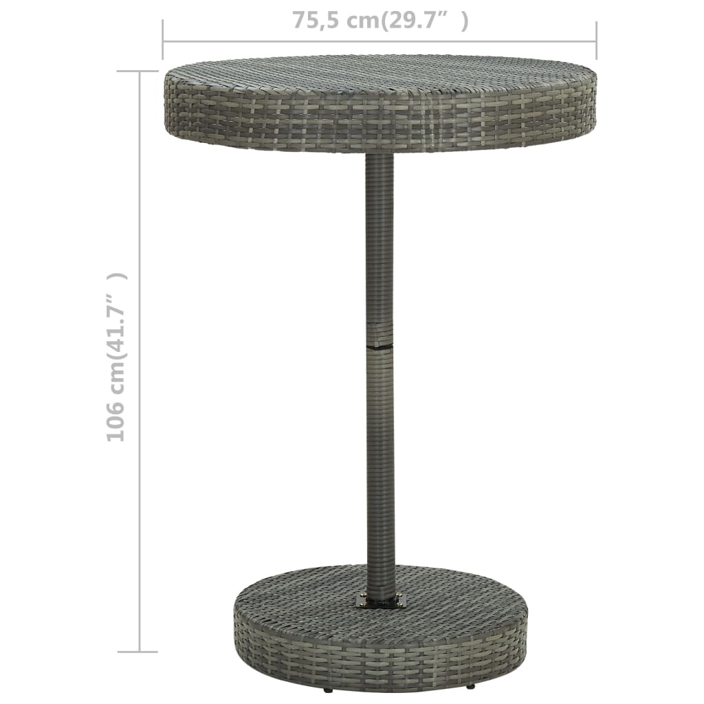 vidaXL Garden Table Grey 75.5x106 cm Poly Rattan