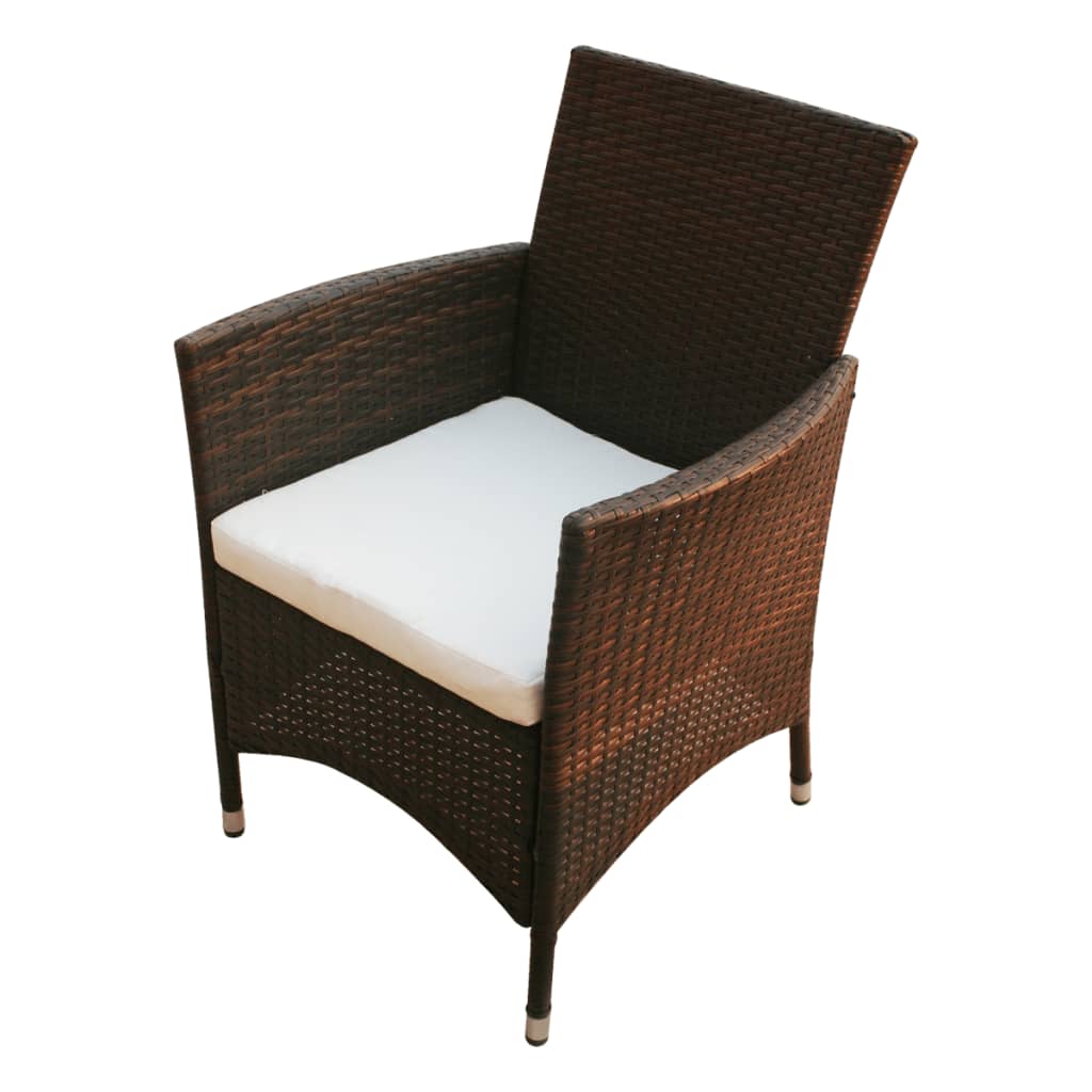 vidaXL Garden Chairs 2 pcs with Cushions Poly Rattan Brown