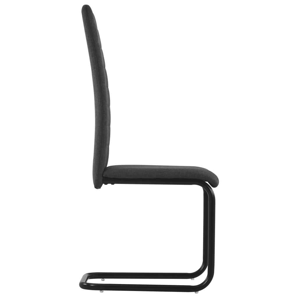 vidaXL Cantilever Dining Chairs 2 pcs Dark Grey Fabric