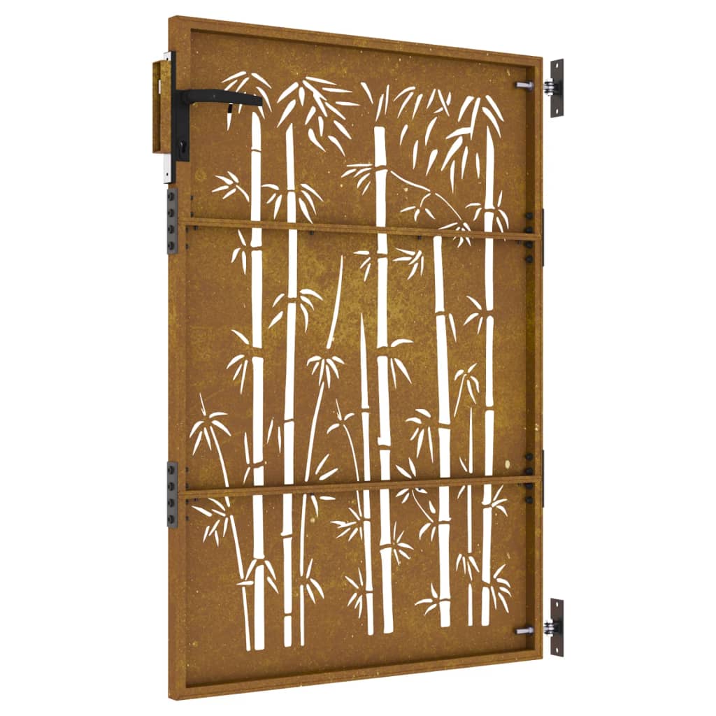 vidaXL Garden Gate 85x125 cm Corten Steel Bamboo Design