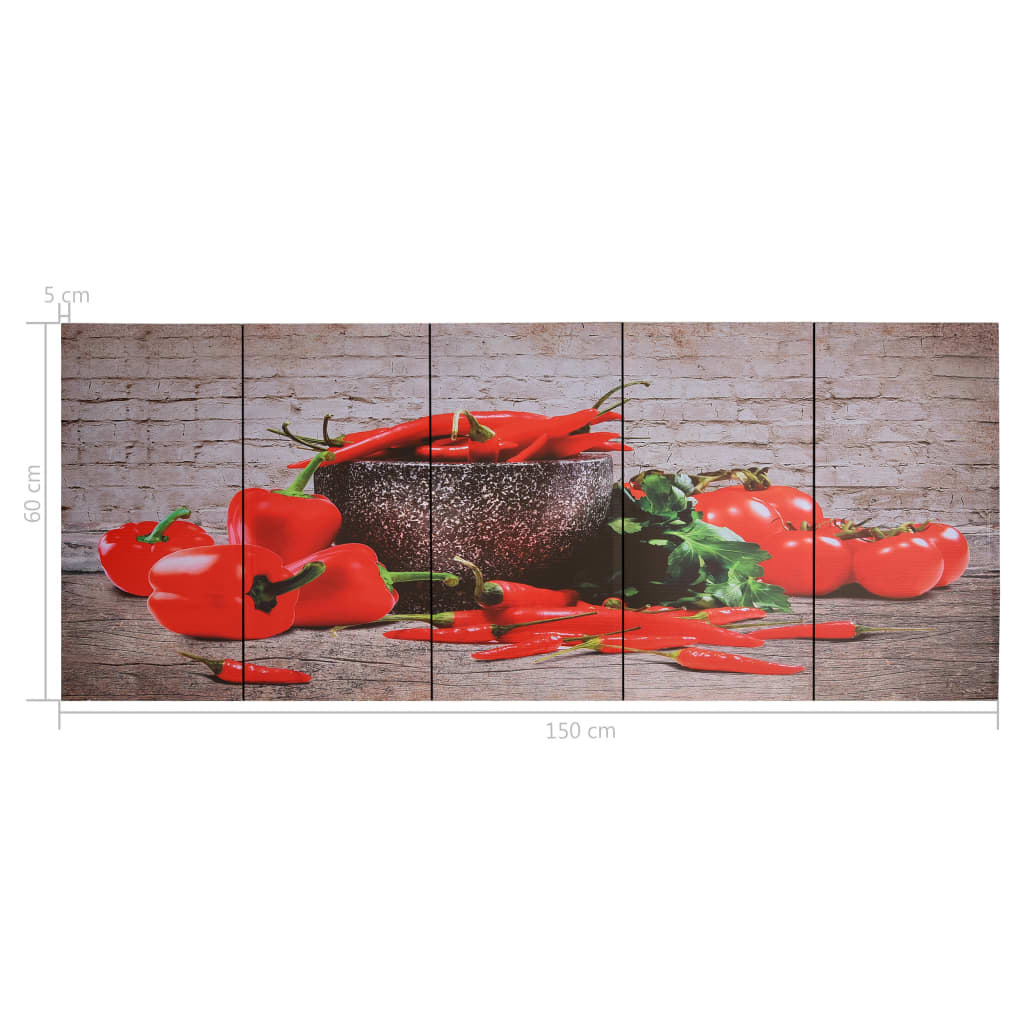 vidaXL Canvas Wall Print Set Paprika Multicolour 150x60 cm