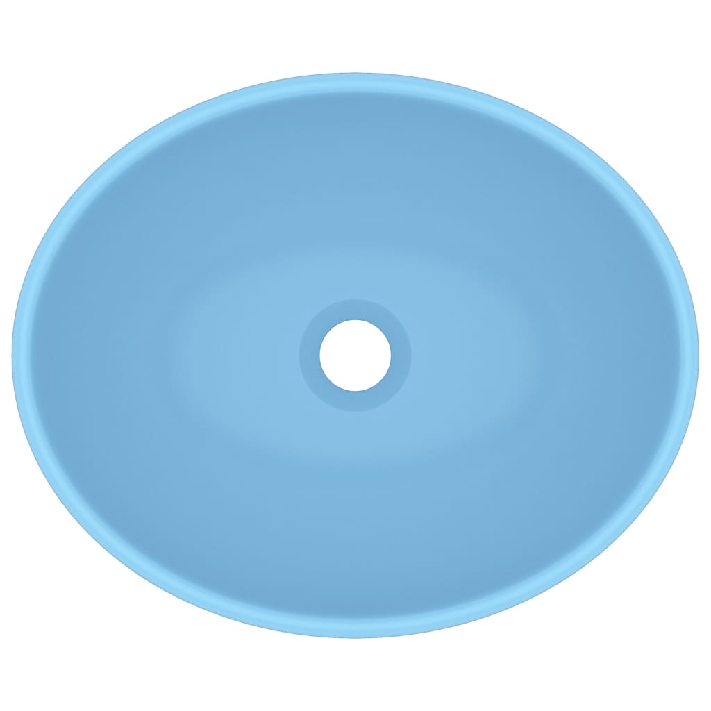 vidaXL Luxury Basin Oval-shaped Matt Light Blue 40x33 cm Ceramic