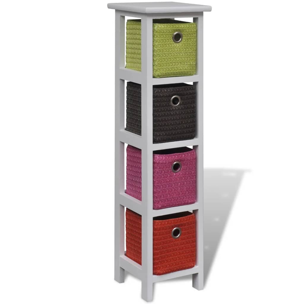 vidaXL Storage Rack with Multi-colour Baskets Paulownia Wood