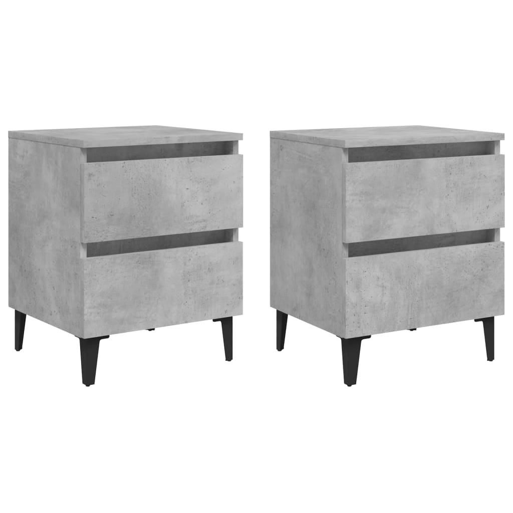 vidaXL Bed Cabinets 2 pcs Concrete Grey 40x35x50 cm Engineered Wood