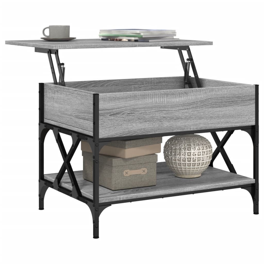 vidaXL Coffee Table Grey Sonoma 70x50x50 cm Engineered Wood and Metal