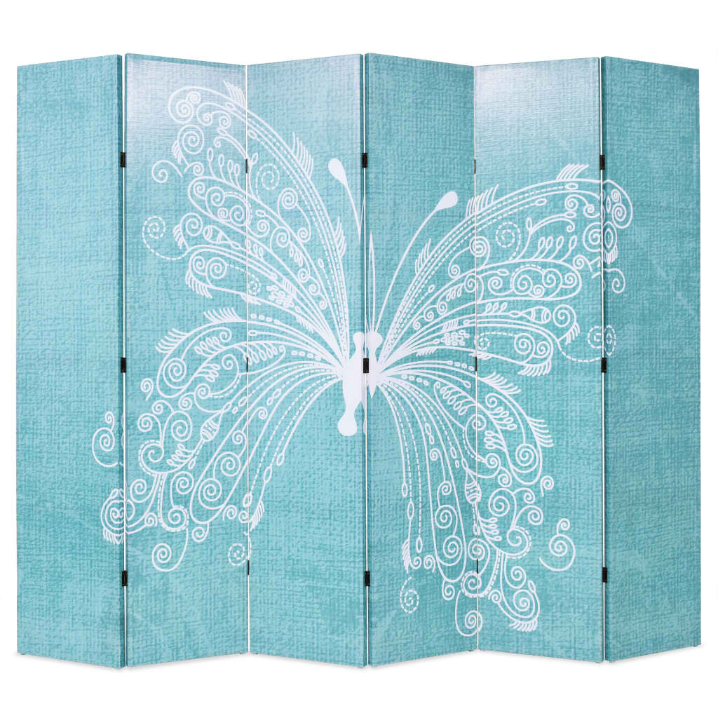 vidaXL Folding Room Divider 228x170 cm Butterfly Blue
