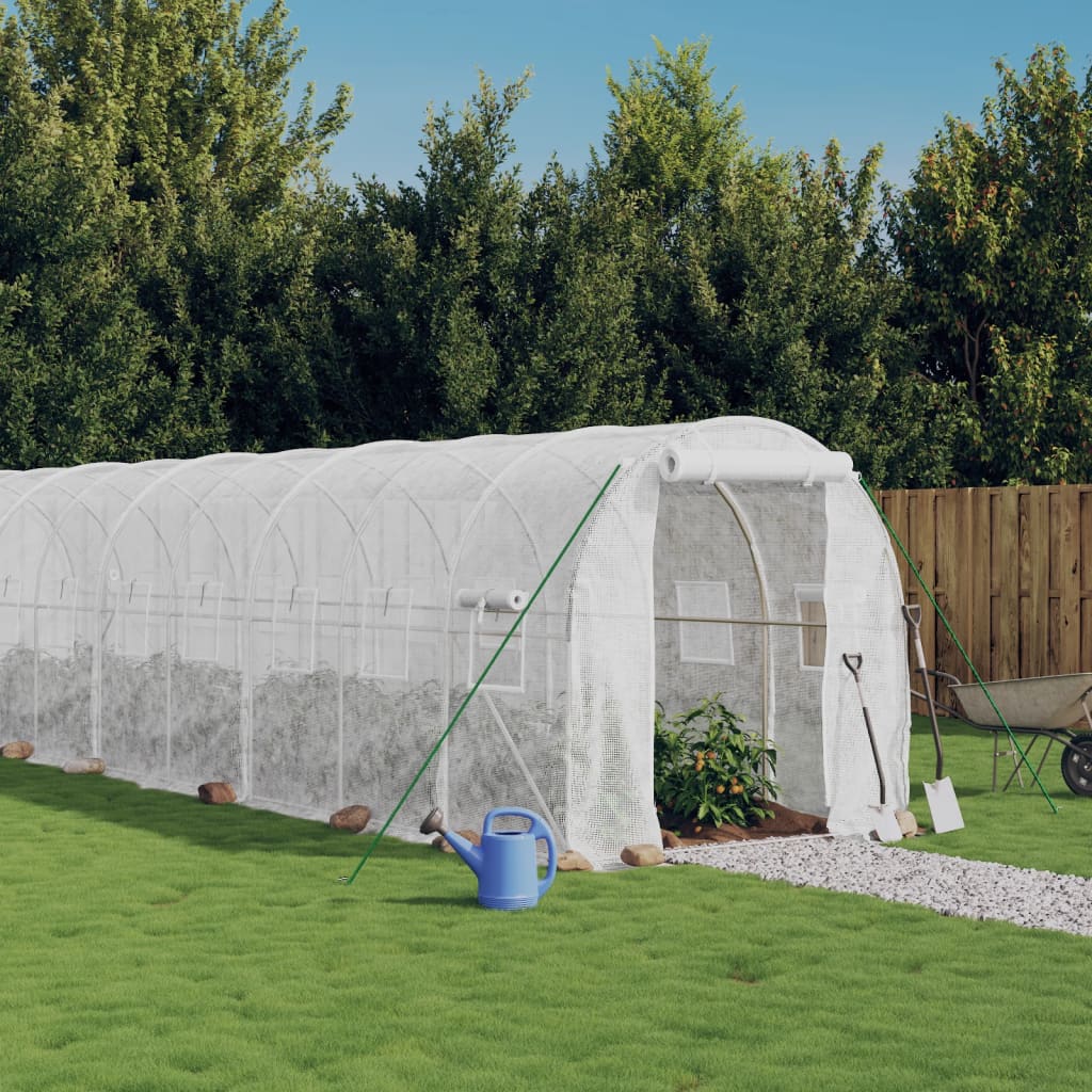 vidaXL Greenhouse with Steel Frame White 36 m² 18x2x2 m