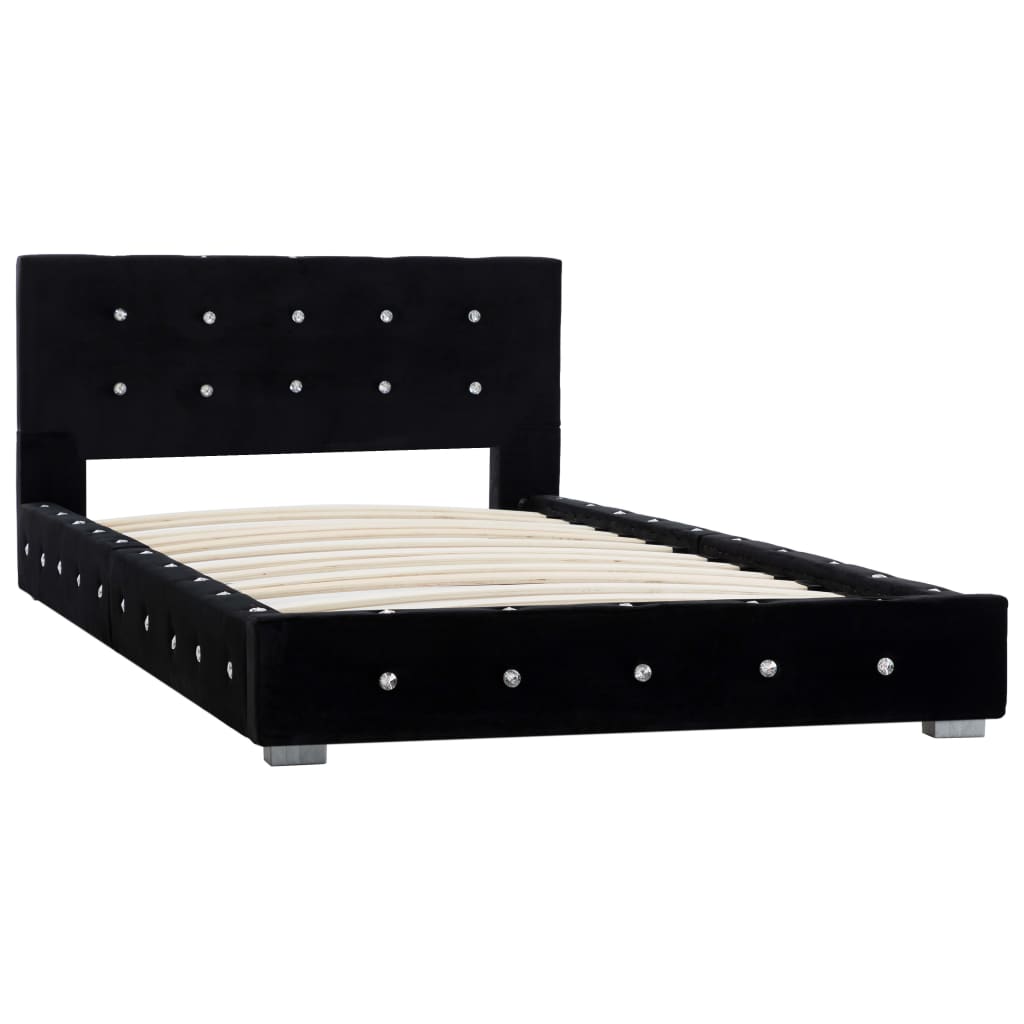 vidaXL Bed with Mattress Black Velvet 90x200 cm