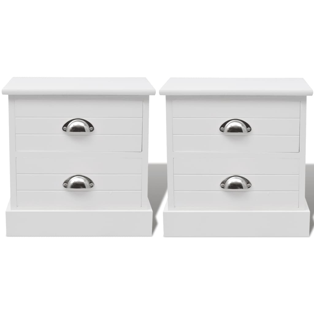vidaXL French Bedside Cabinets 2 pcs White
