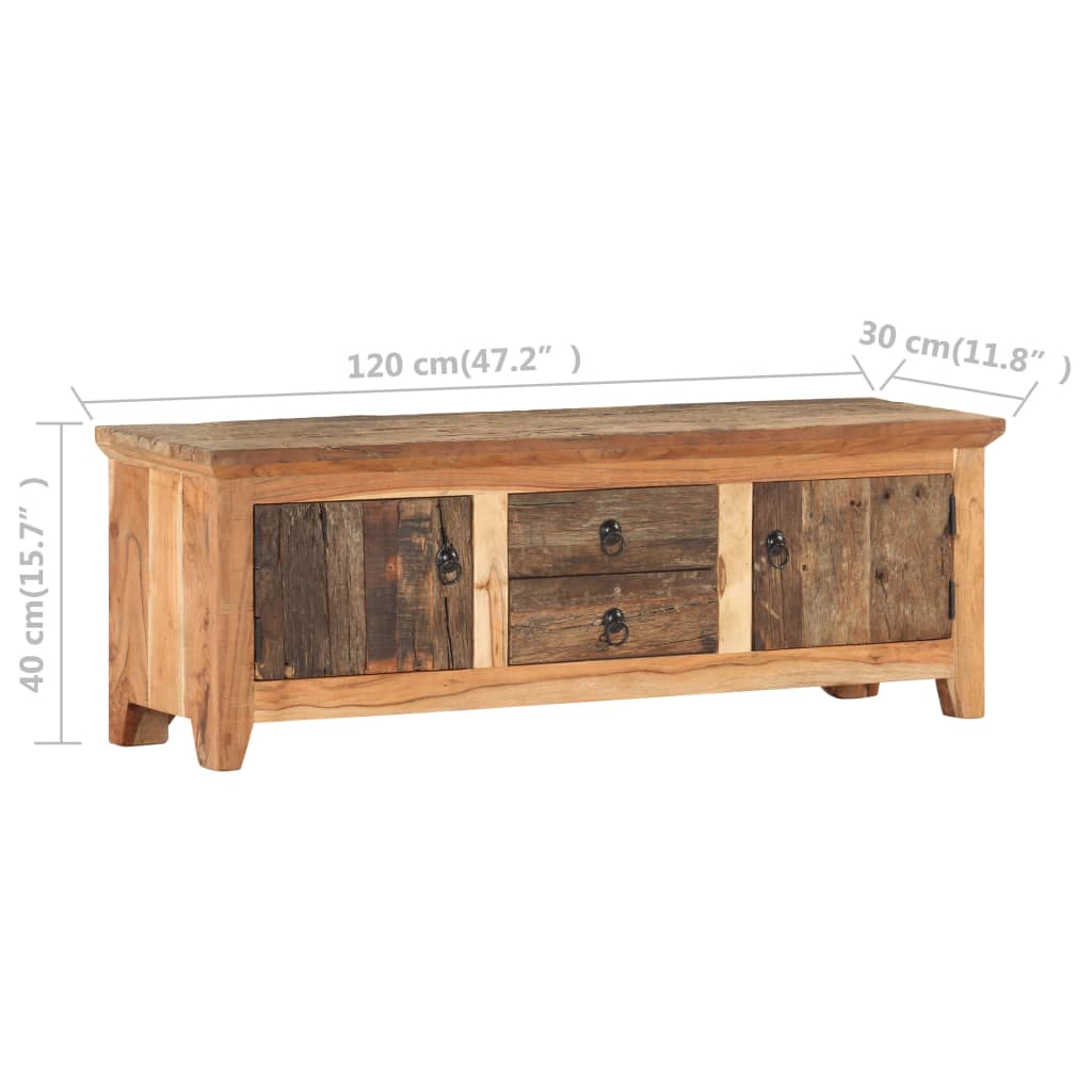 vidaXL TV Cabinet 120x30x40 cm Solid Acacia Wood and Reclaimed Wood