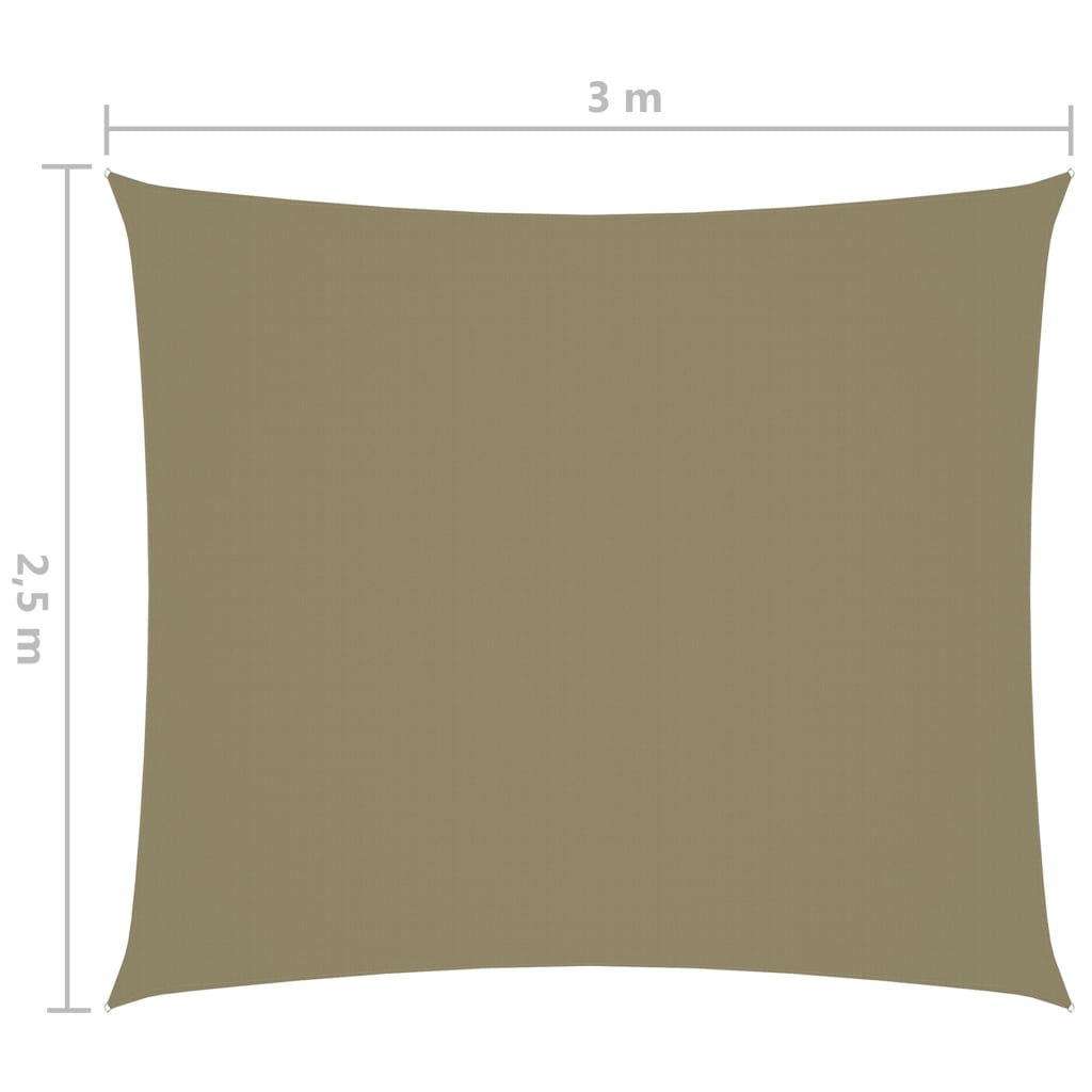 vidaXL Sunshade Sail Oxford Fabric Rectangular 2.5x3 m Beige