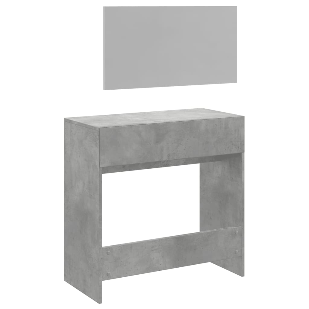 vidaXL Dressing Table with Mirror Concrete Grey 80x39x80 cm