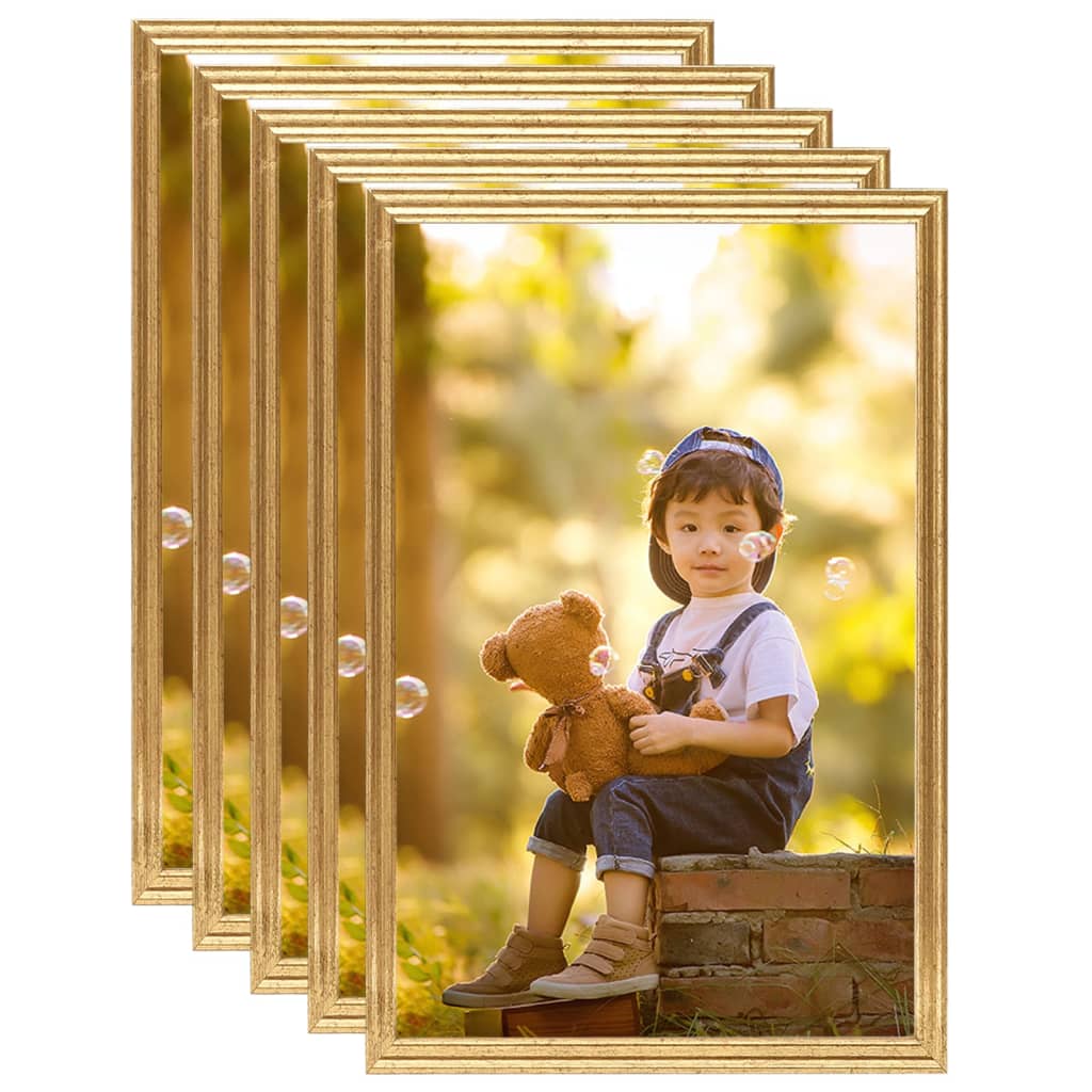 vidaXL Photo Frames Collage 5 pcs for Wall or Table Gold 59.4x84cm MDF