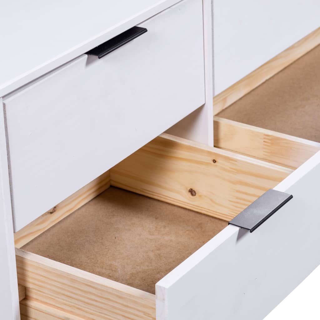 vidaXL Drawer Cabinet White 119.3x39.5x73.6 cm Solid Pine Wood