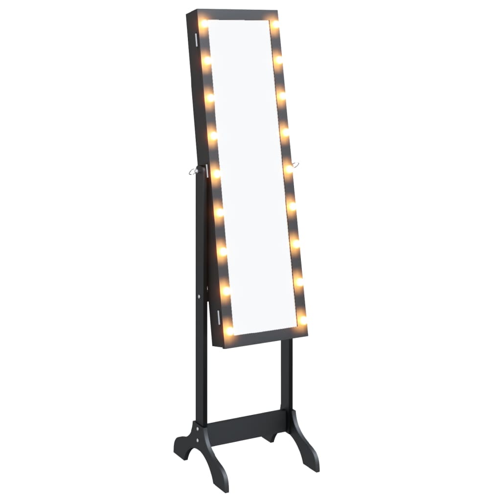 vidaXL Free-Standing Mirror with LED Black 34x37x146 cm