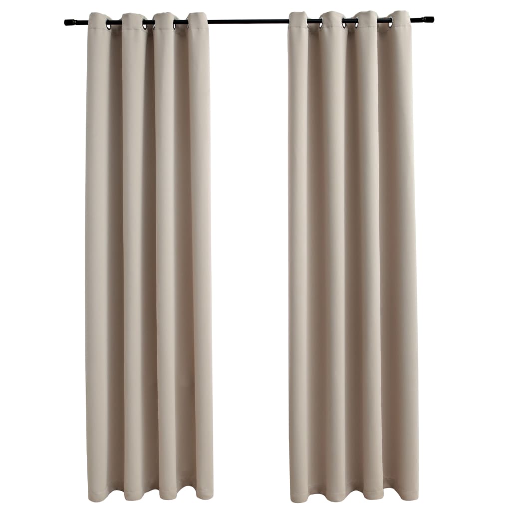 vidaXL Blackout Curtains with Metal Rings 2 pcs Beige 140x225 cm