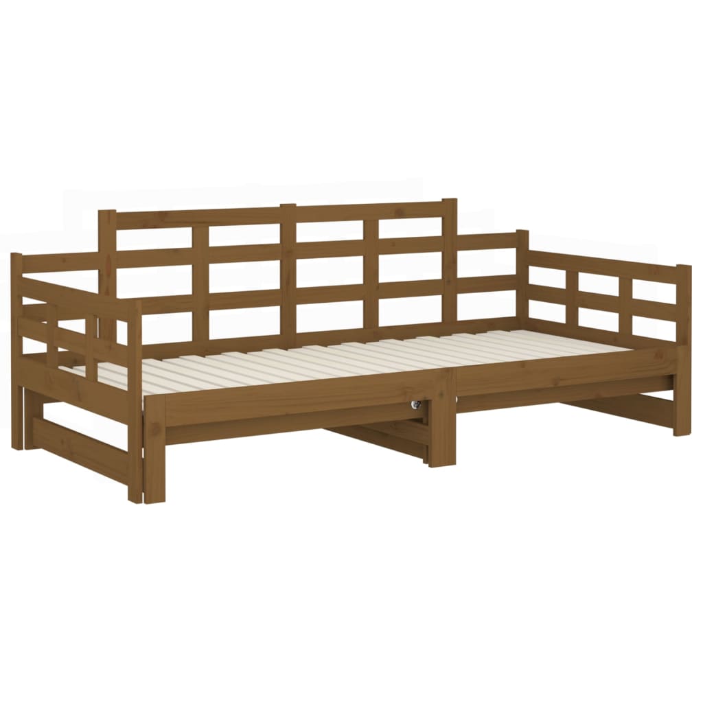 vidaXL Pull-out Day Bed Honey Brown Solid Wood Pine 2x(90x190) cm