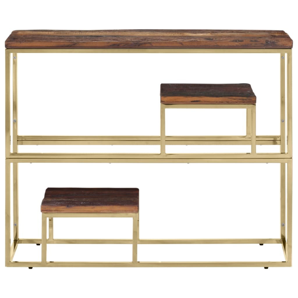vidaXL Console Table Gold Stainless Steel and Solid Wood Sleeper