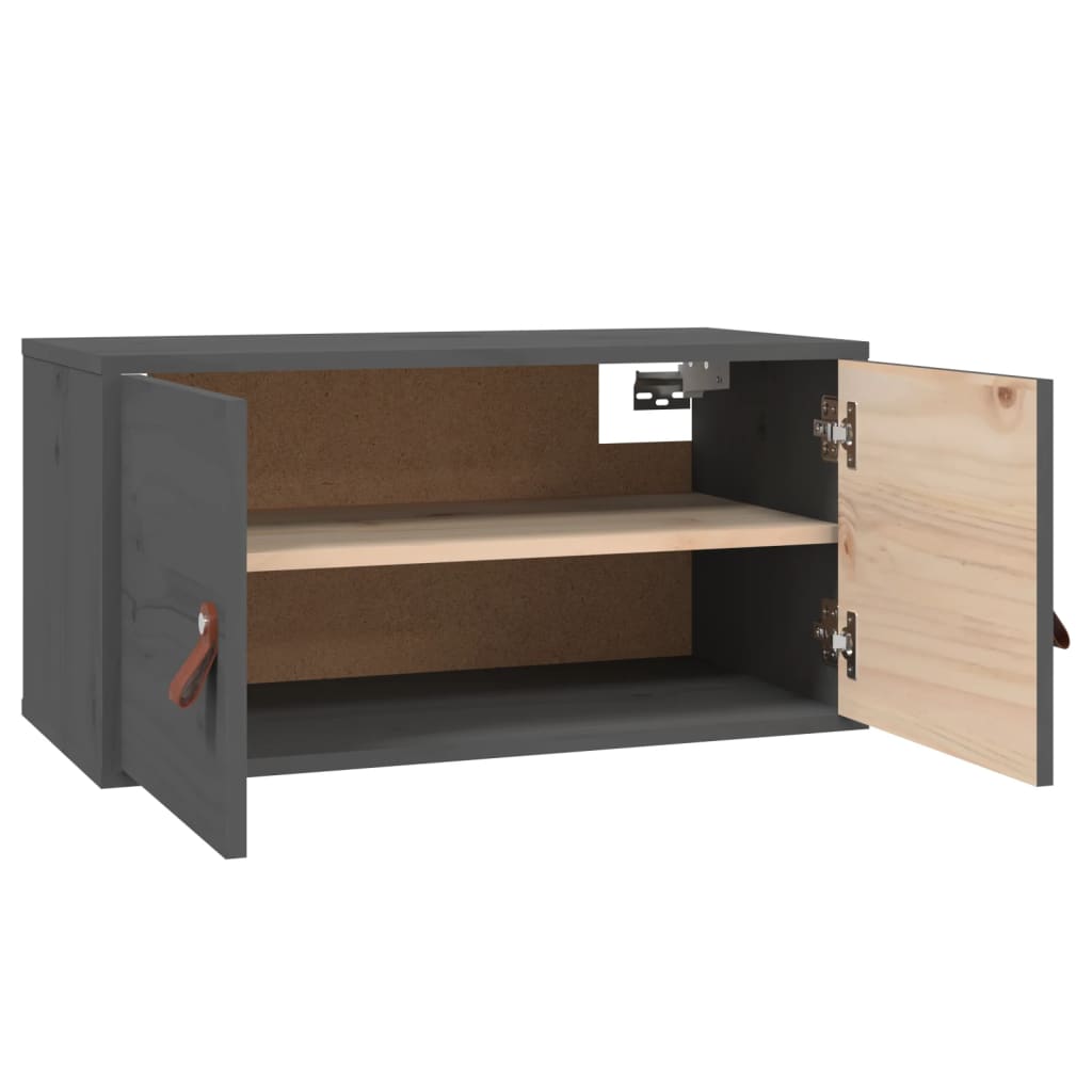 vidaXL Wall Cabinet Grey 60x30x30 cm Solid Wood Pine