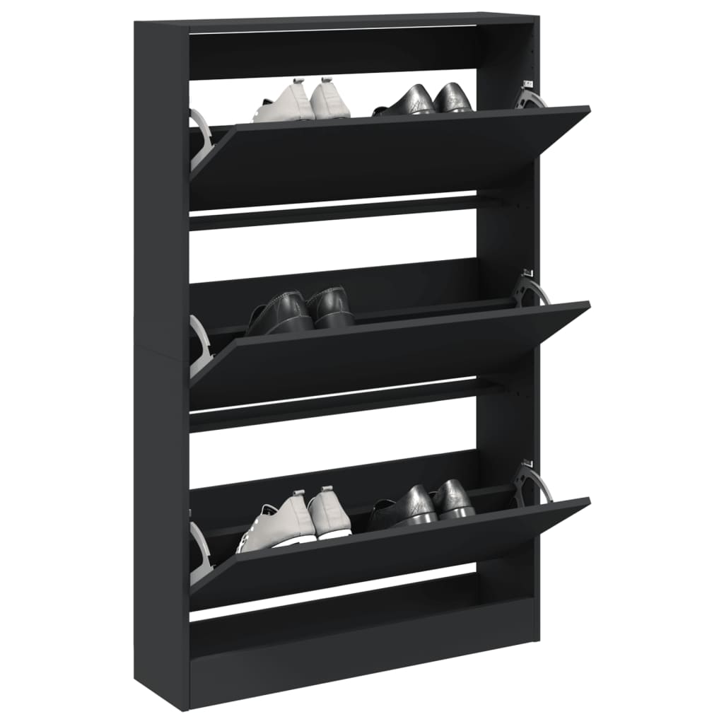 vidaXL Shoe Cabinet Black 80x21x125.5 cm Engineered Wood