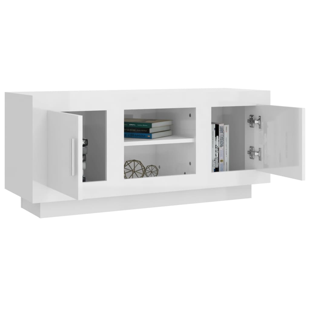 vidaXL TV Cabinet High Gloss White 102x35x45 cm Engineered Wood