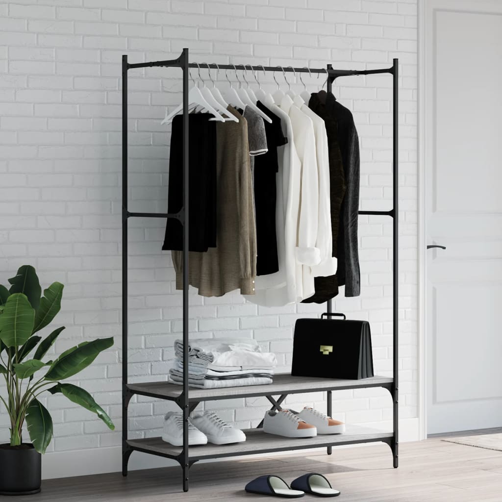 vidaXL Clothes Rack with Shelves Grey Sonoma Engineered Wood