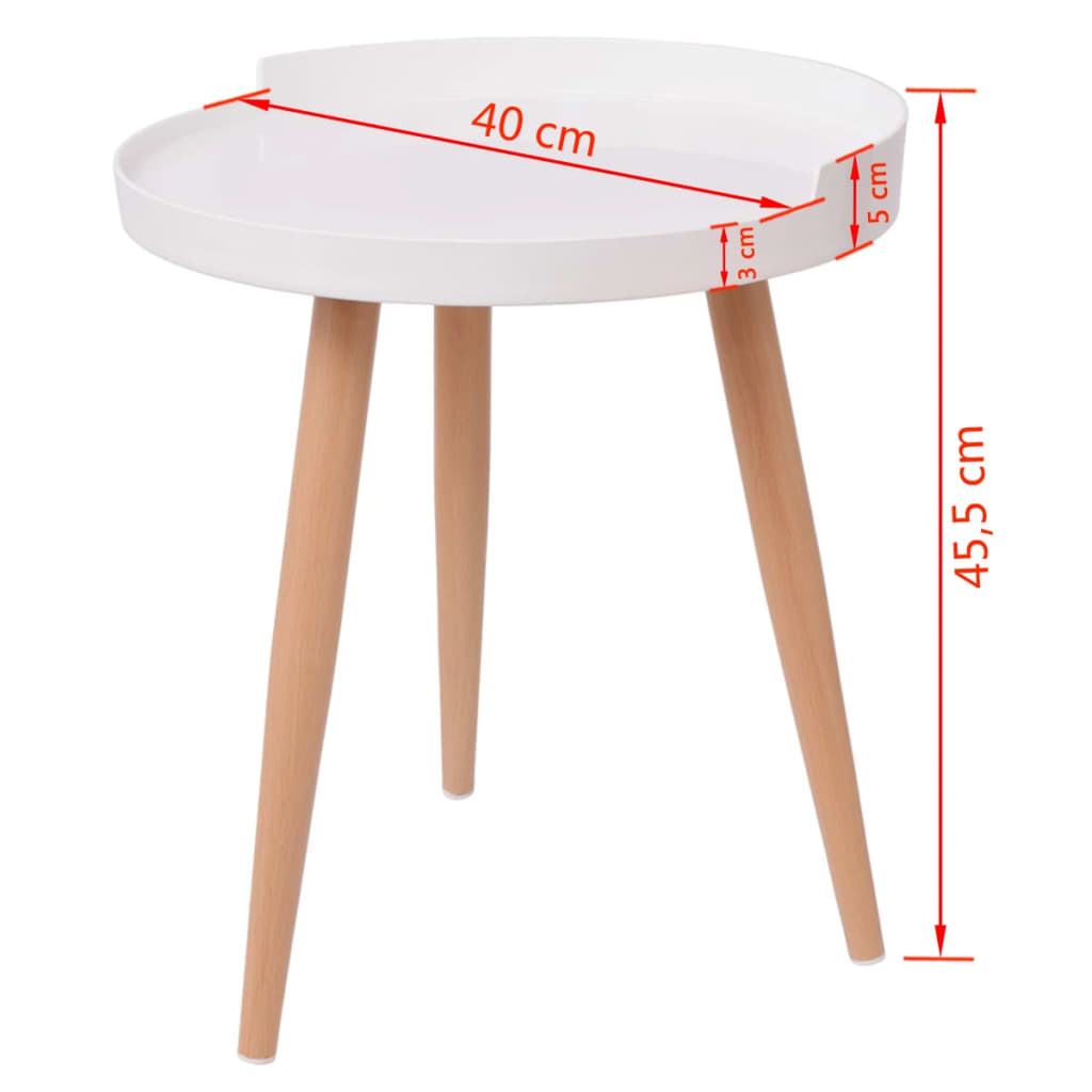 vidaXL Tray Coffee Table Round 40x45.5 cm White