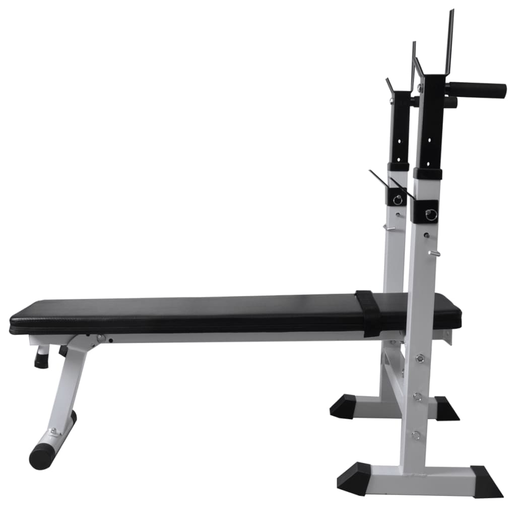 vidaXL Workout Bench with Weight Rack, Barbell and Dumbbell Set 120 kg
