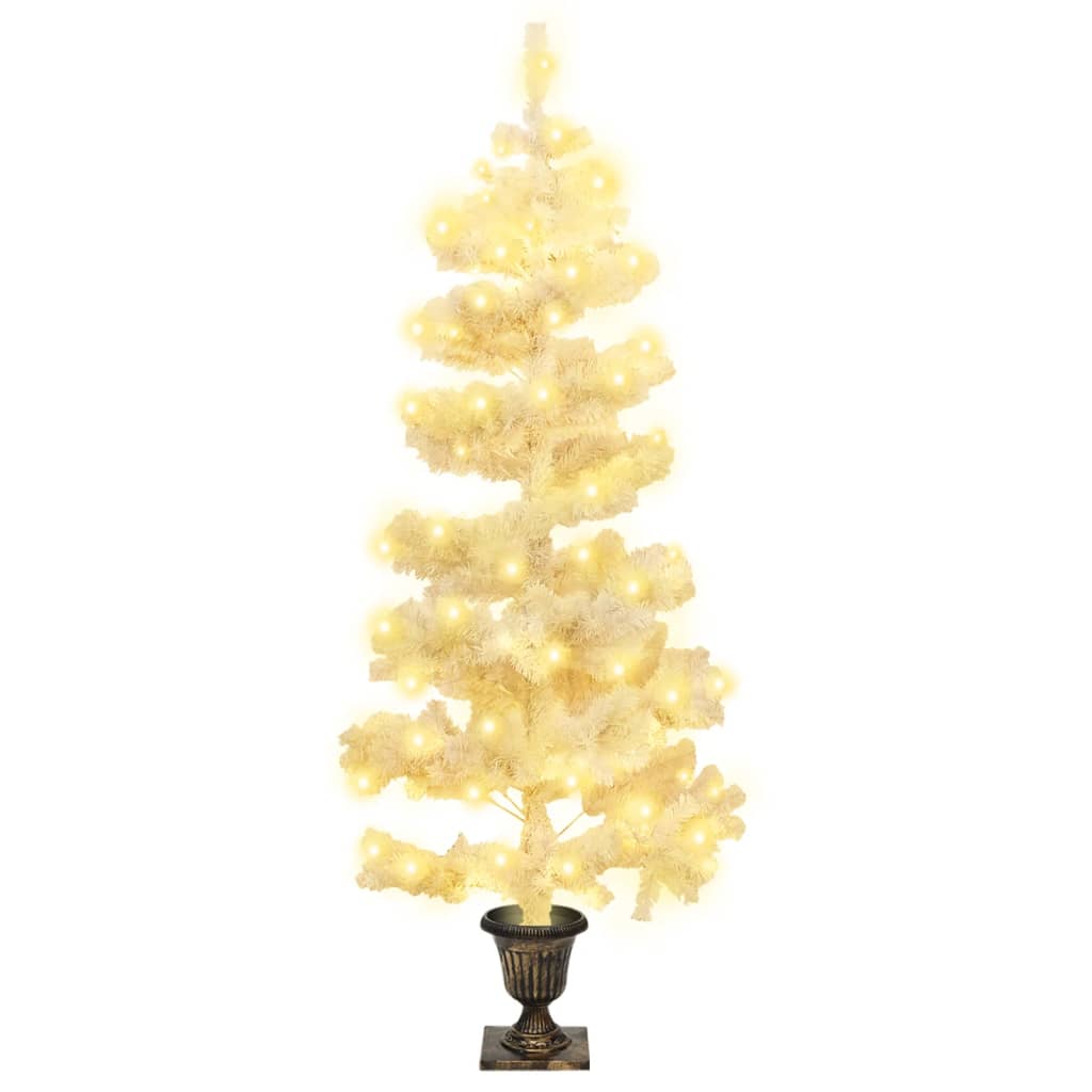 vidaXL Swirl Pre-lit Christmas Tree with Pot White 120 cm PVC