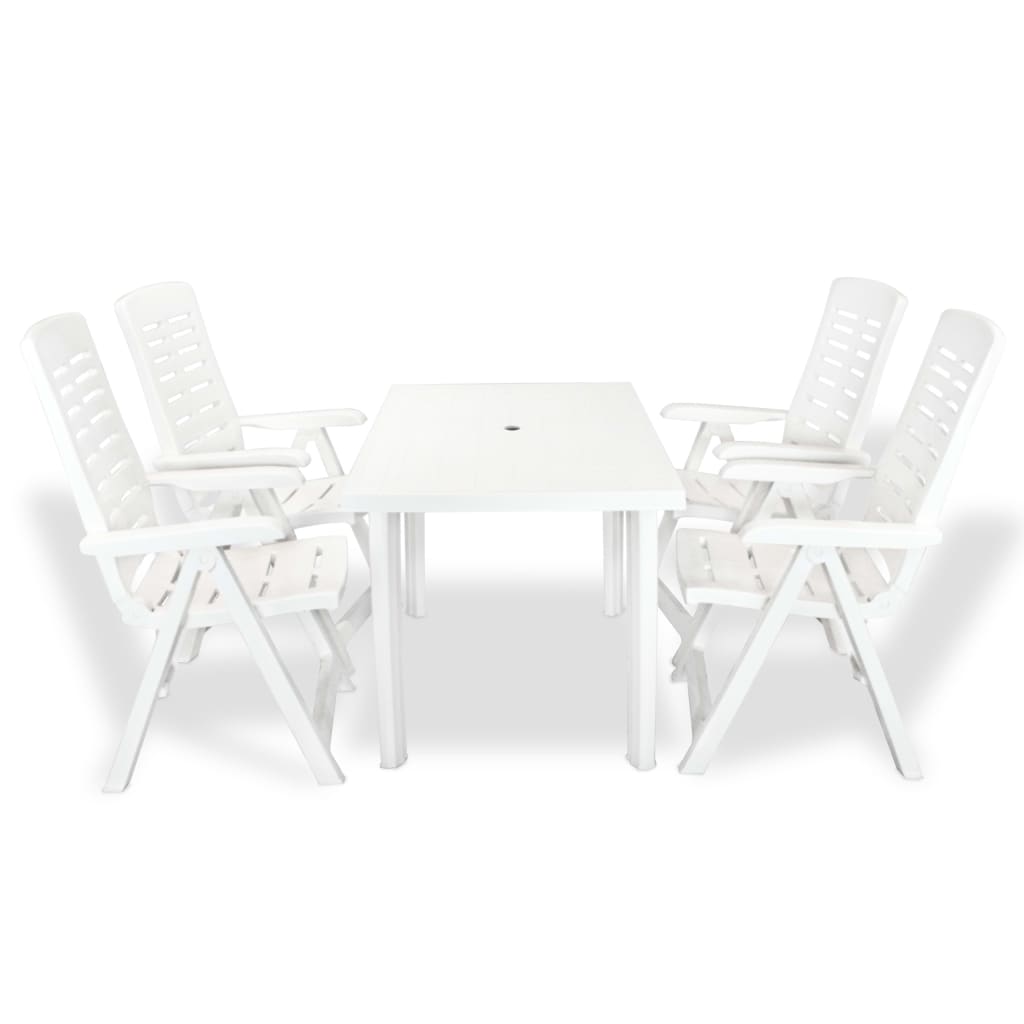 vidaXL 5 Piece Outdoor Dining Set Plastic White